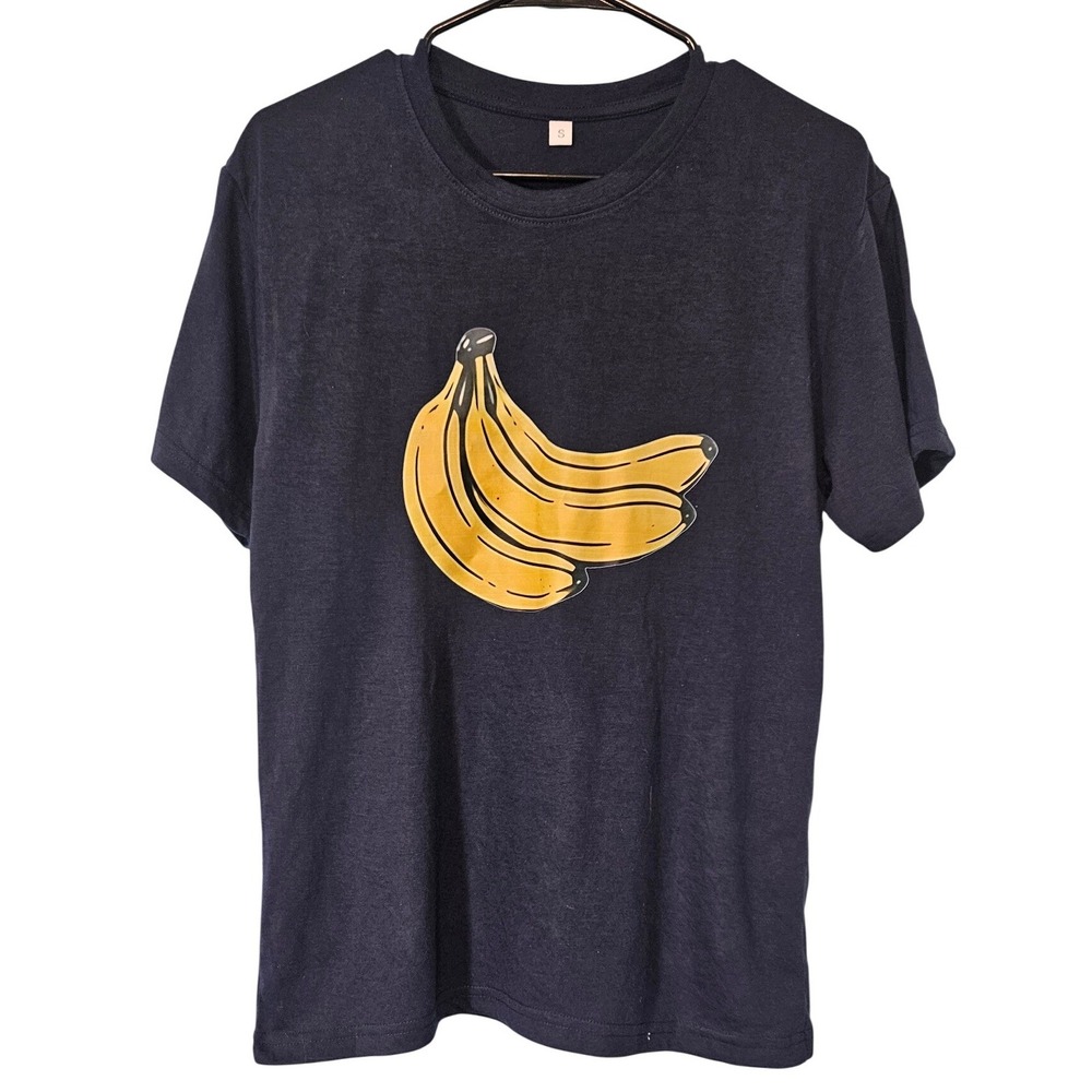 Thats Bananas Navy Blue Graphic T-Shirt Short Sleeve Fruitcore Crewneck Small